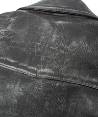 ハイブリッド タンニン鞣し カーフスキン Burning Dyed（燃焼製品染め）LIST ダブルライダースジャケット - BLACK SNOW