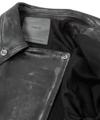 ハイブリッド タンニン鞣し カーフスキン Burning Dyed（燃焼製品染め）LIST ダブルライダースジャケット - BLACK SNOW