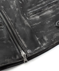 ハイブリッド タンニン鞣し カーフスキン Burning Dyed（燃焼製品染め）LIST ダブルライダースジャケット - BLACK SNOW