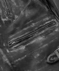 ハイブリッド タンニン鞣し カーフスキン Burning Dyed（燃焼製品染め）LIST ダブルライダースジャケット - BLACK SNOW