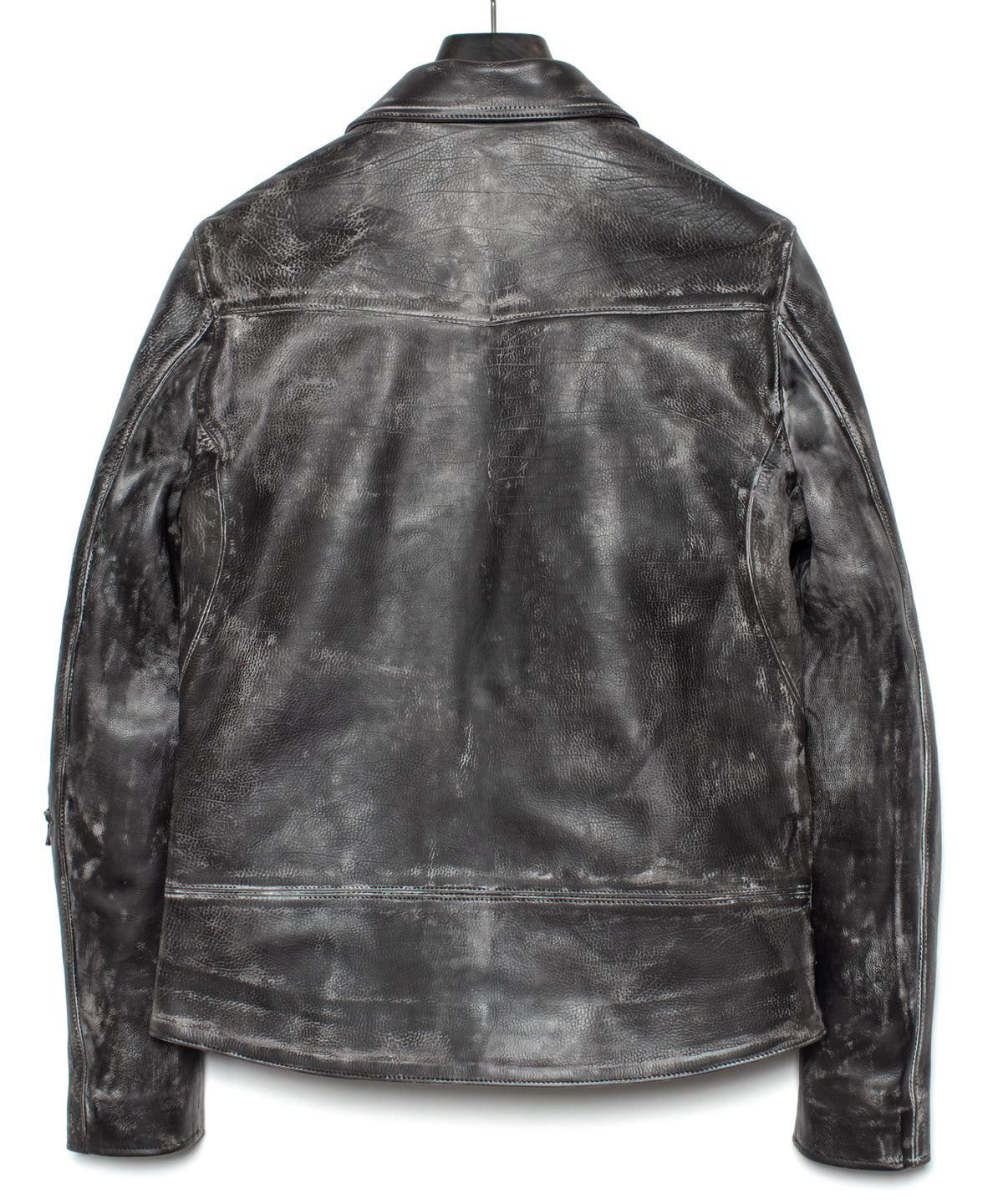 ハイブリッド タンニン鞣し カーフスキン Burning Dyed（燃焼製品染め）LIST ダブルライダースジャケット - BLACK SNOW
