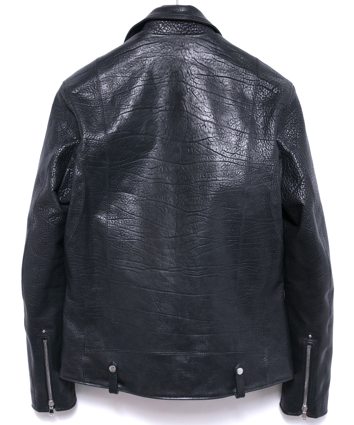 フルベジタブルタンニン鞣し シュリンク イタリアン ダブルショルダー HI-FLYER Grande Fit ダブルライダースジャケット - BLACK