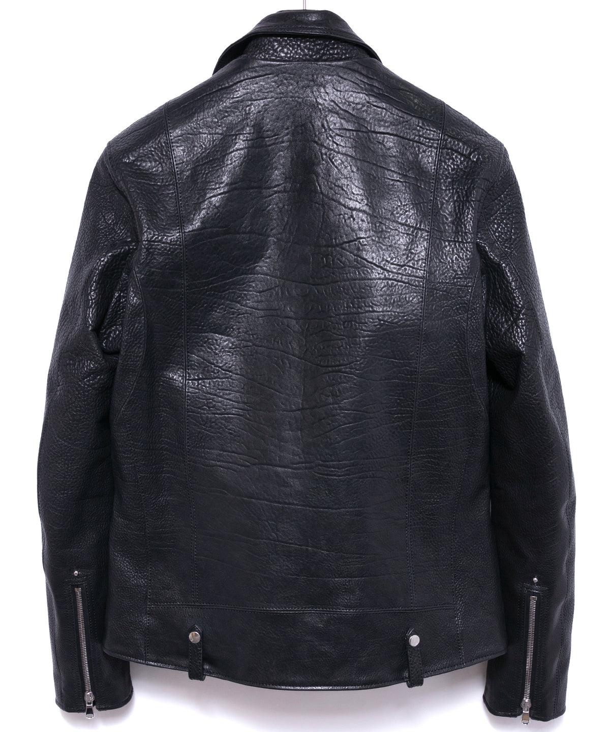 フルベジタブルタンニン鞣し イタリアン シュリンク ダブルショルダー HI-FLYER Grande Fit ダブルライダースジャケット - BLACK