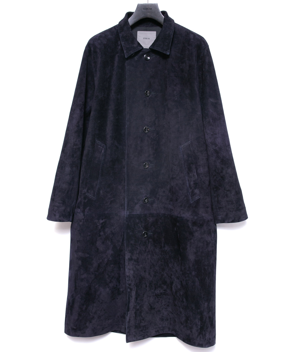 ジャパン カーフスエード ROY バイカーロングコート - DARK PURPLE