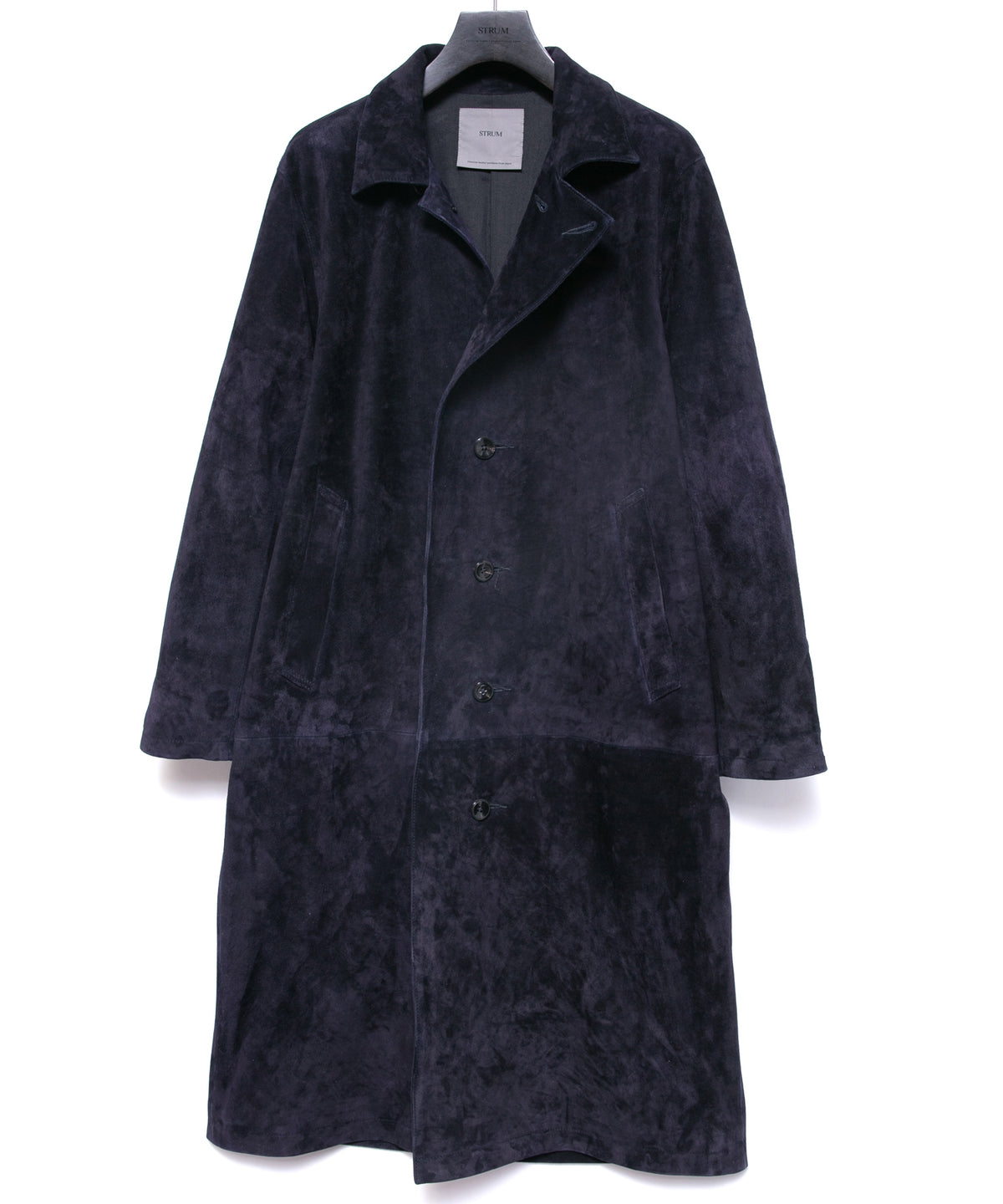 ジャパン カーフスエード ROY バイカーロングコート - DARK PURPLE