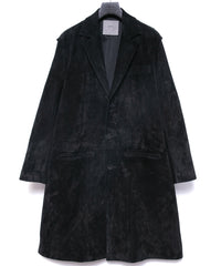 ジャパン カーフスエード RUTH チェスター ロングコート - BLACK