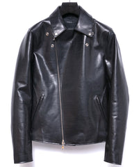 フルベジタブルタンニン鞣し ダブルショルダー TRIGGER ダブルライダースジャケット - BLACK