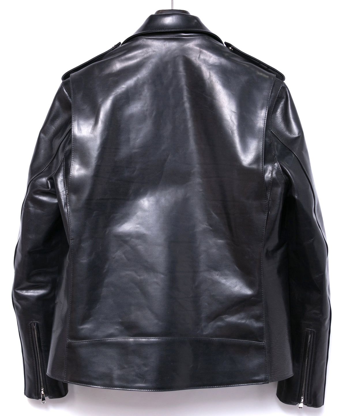 フルベジタブルタンニン鞣し ダブルショルダー JOEY ダブルライダースジャケット - BLACK