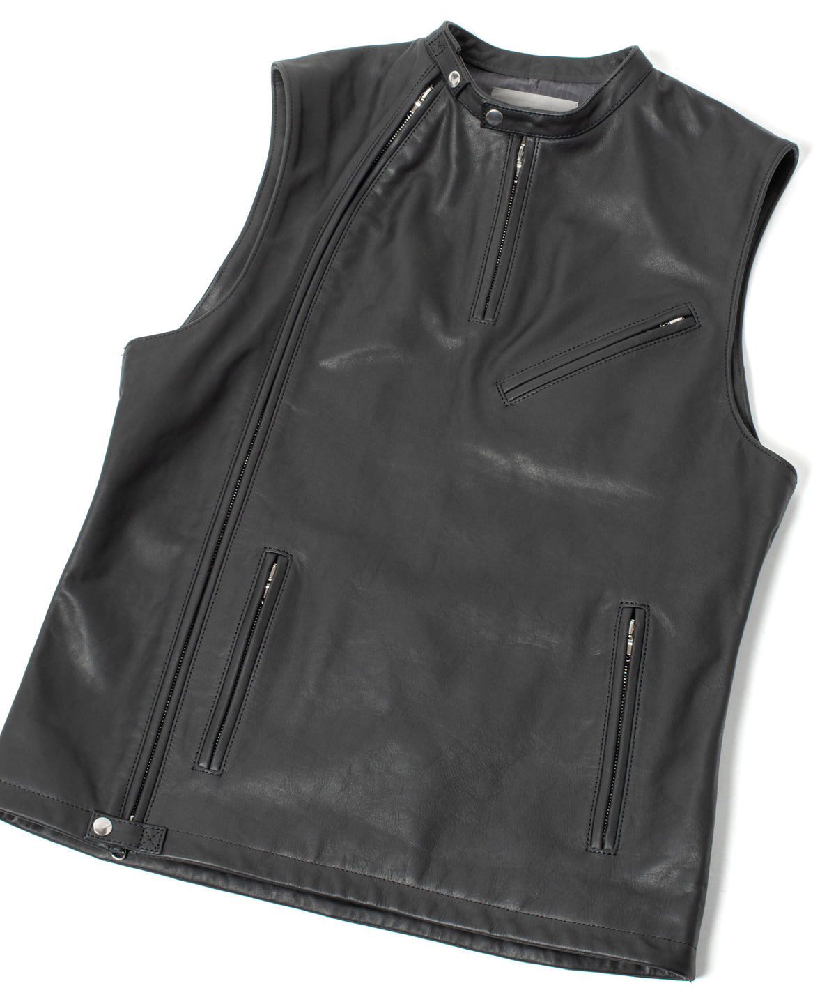 Japanese Full Tanned Oil Steer Hide Vest - Black