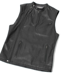 Japanese Full Tanned Oil Steer Hide Vest - Black