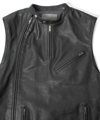 Japanese Full Tanned Oil Steer Hide Vest - Black