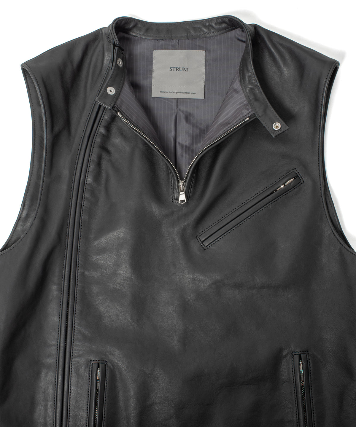 Japanese Full Tanned Oil Steer Hide Vest - Black