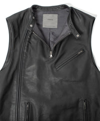 Japanese Full Tanned Oil Steer Hide Vest - Black