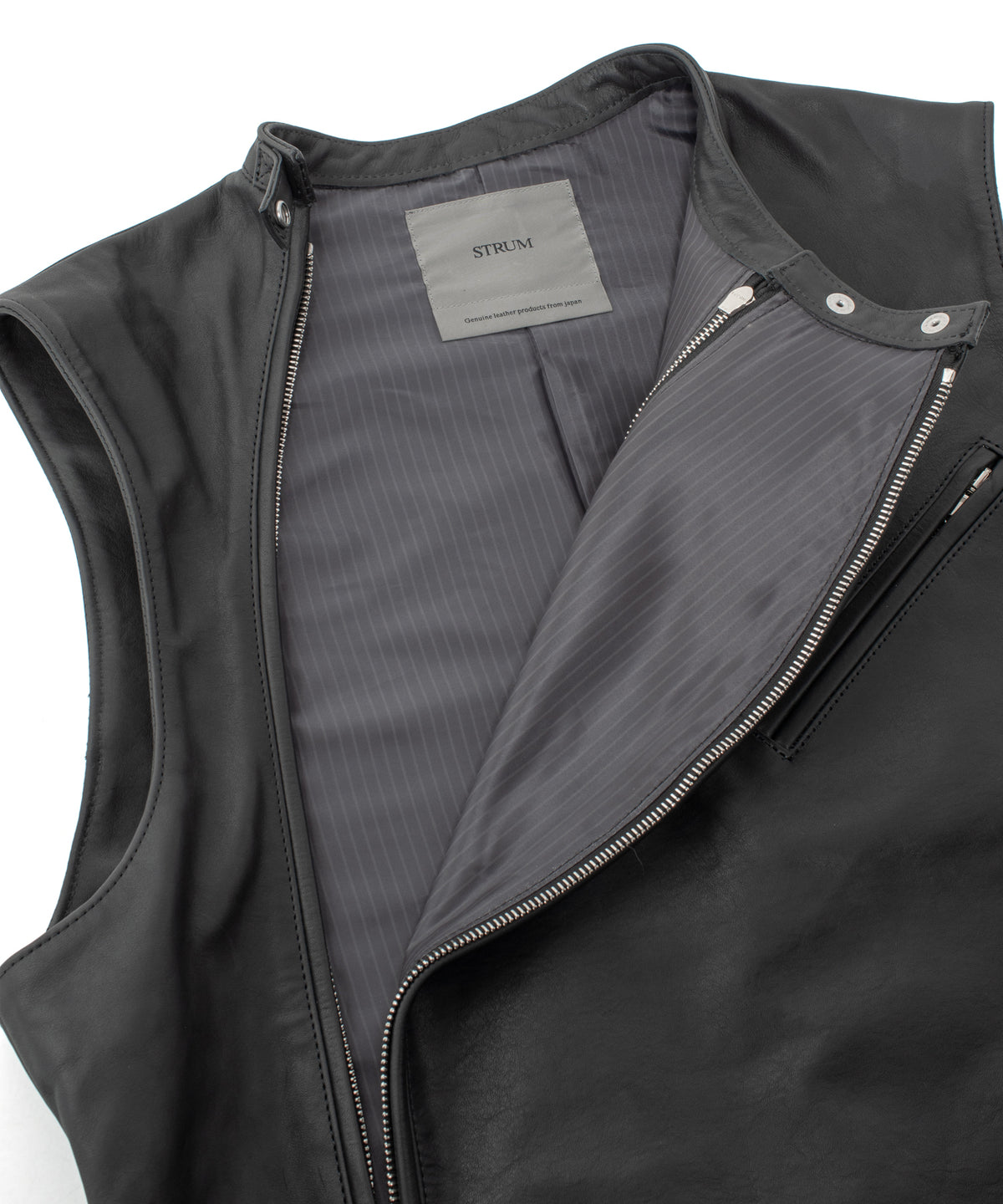 Japanese Full Tanned Oil Steer Hide Vest - Black