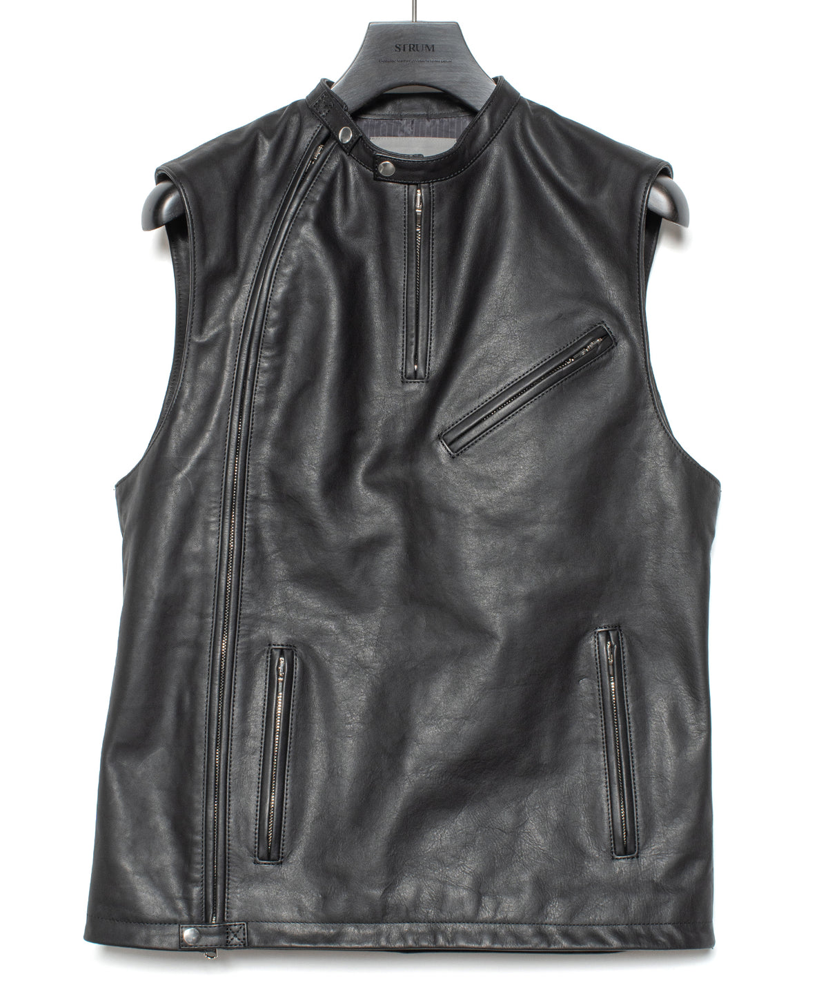 Japanese Full Tanned Oil Steer Hide Vest - Black