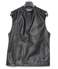 Japanese Full Tanned Oil Steer Hide Vest - Black