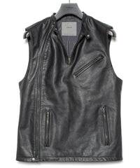 Japanese Full Tanned Oil Steer Hide Vest - Black