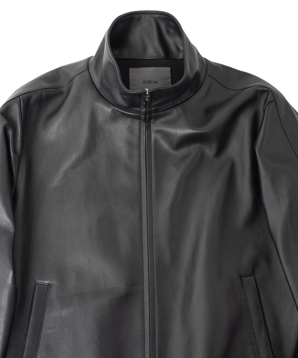Spanish Entrefino Lamb Skin Track Jacket - Black