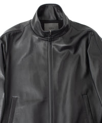 Spanish Entrefino Lamb Skin Track Jacket - Black