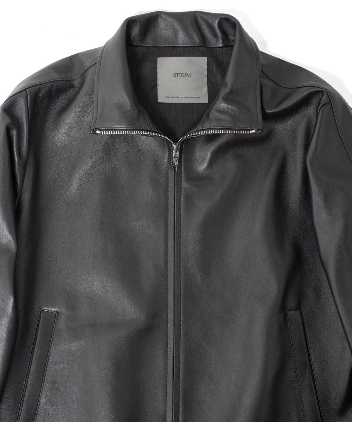 Spanish Entrefino Lamb Skin Track Jacket - Black