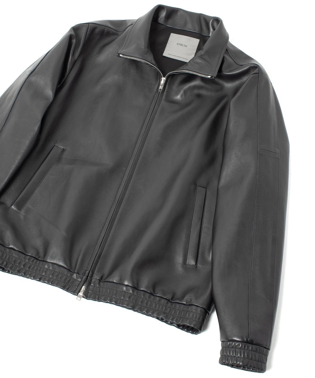 Spanish Entrefino Lamb Skin Track Jacket - Black