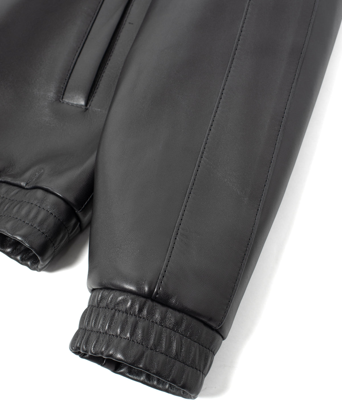Spanish Entrefino Lamb Skin Track Jacket - Black