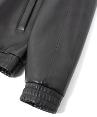 Spanish Entrefino Lamb Skin Track Jacket - Black