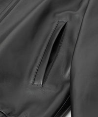 Spanish Entrefino Lamb Skin Track Jacket - Black