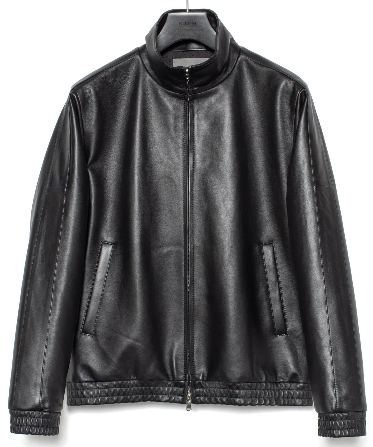 Spanish Entrefino Lamb Skin Track Jacket - Black