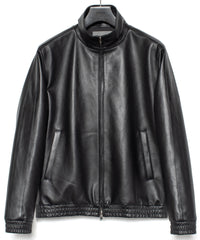 Spanish Entrefino Lamb Skin Track Jacket - Black