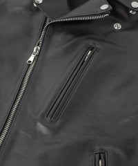 フルベジタブルタンニン鞣し イタリアン オイル ダブルショルダー KAI ダブルライダース  - BLACK