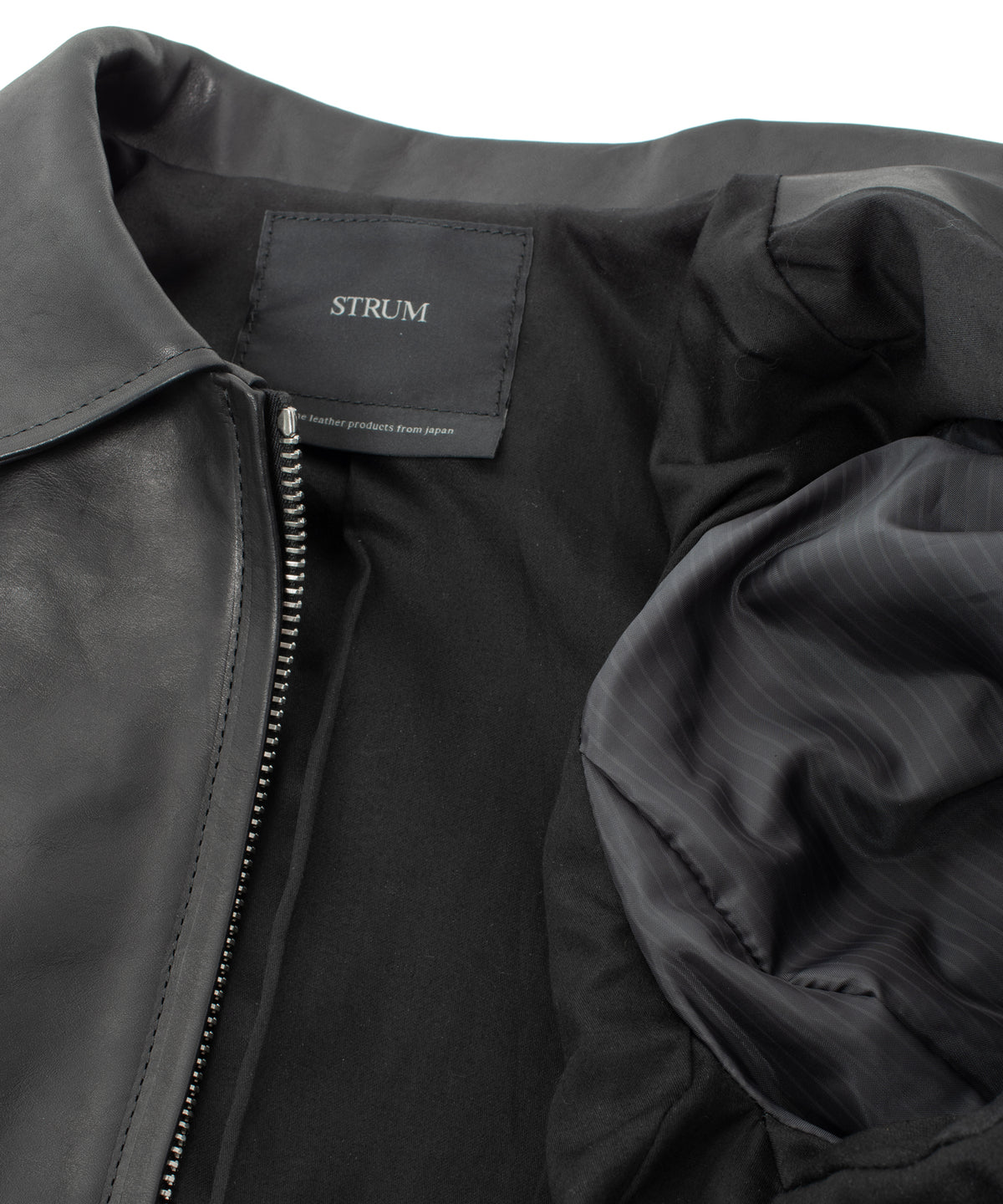 Full Vegetable Tanned Italian Oil Double Shoulder Steer Hide Sports Jacket - Black