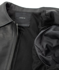 Full Vegetable Tanned Italian Oil Double Shoulder Steer Hide Sports Jacket - Black