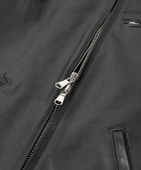 Full Vegetable Tanned Italian Oil Double Shoulder Steer Hide Sports Jacket - Black