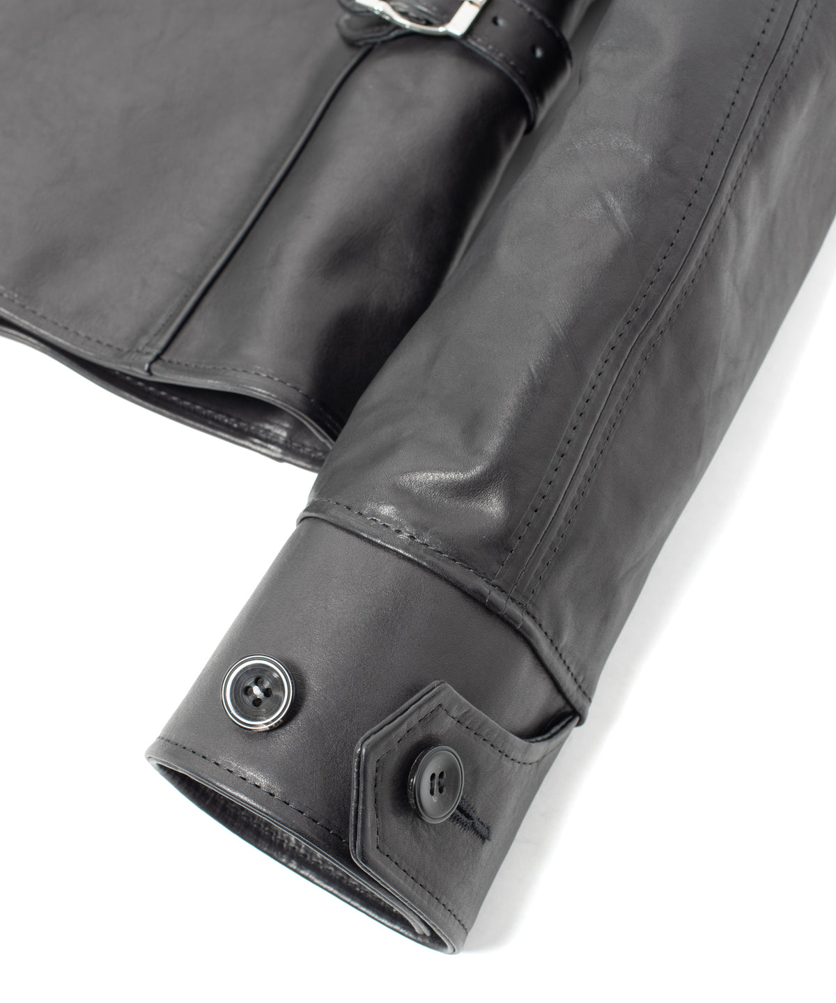 Full Vegetable Tanned Italian Oil Double Shoulder Steer Hide Sports Jacket - Black