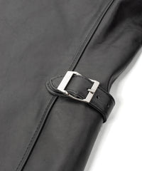 Full Vegetable Tanned Italian Oil Double Shoulder Steer Hide Sports Jacket - Black