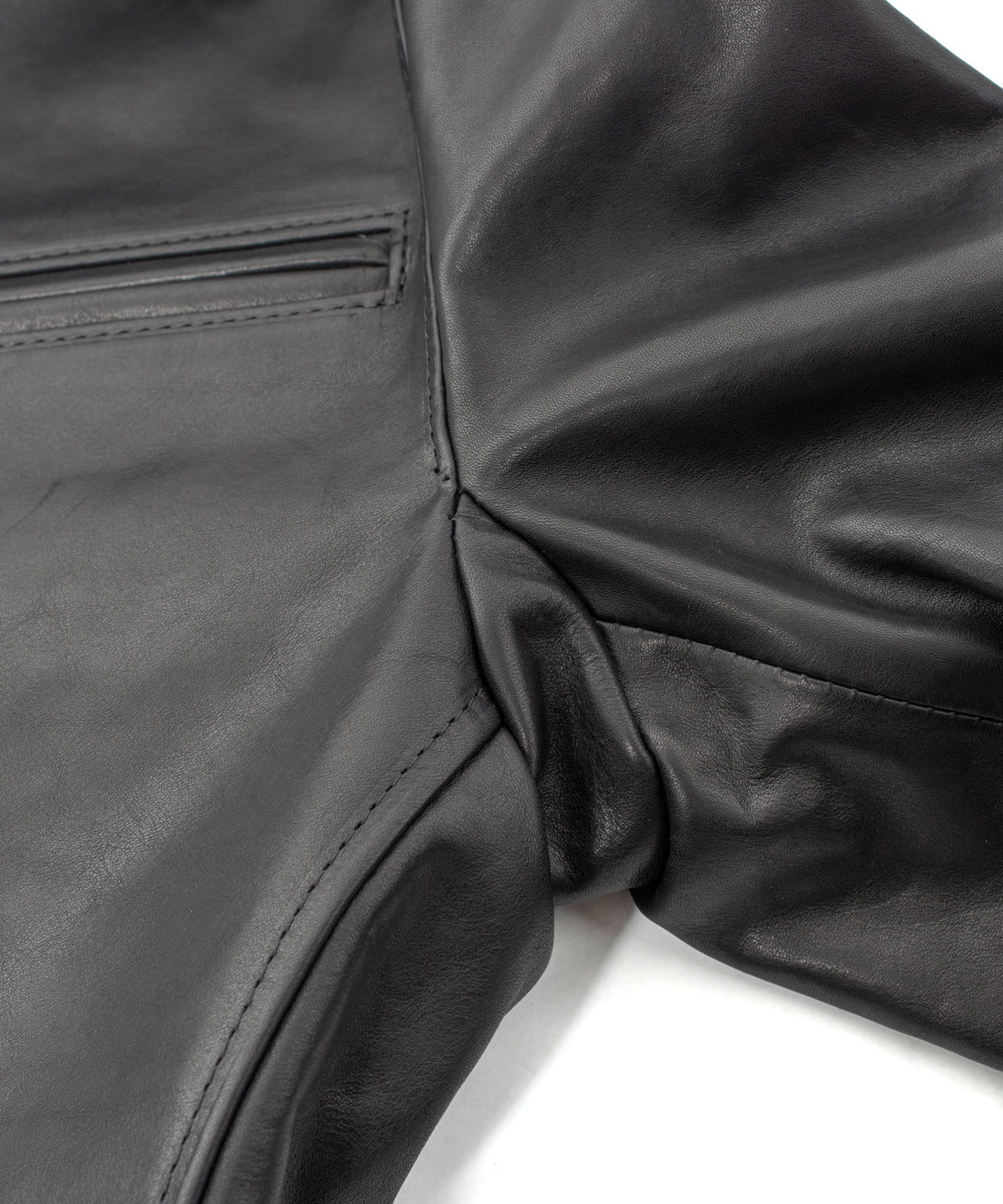 Full Vegetable Tanned Italian Oil Double Shoulder Steer Hide Sports Jacket - Black