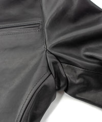 Full Vegetable Tanned Italian Oil Double Shoulder Steer Hide Sports Jacket - Black