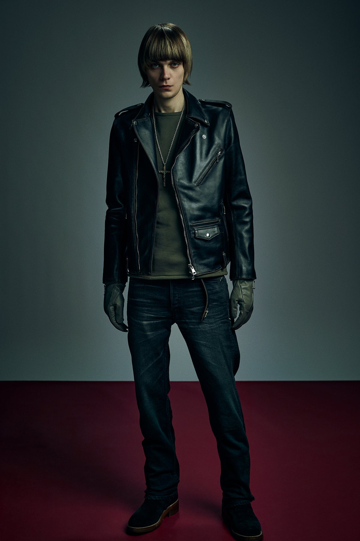 Combi tanned brown-core horsehide JOEY double rider's jacket (processed) - BLACK