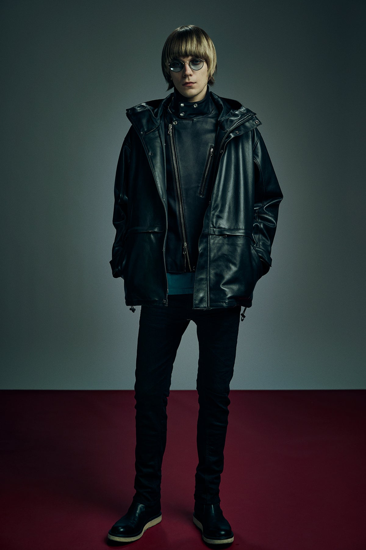 フルタンニン 鞣し ワックス ラムスキン FORK マウンテンジャケット - BLACK