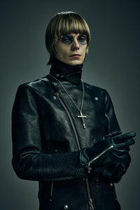 クロム鞣し ステアハイド HIGH GEAR 2 ダブルライダースグローブ - BLACK