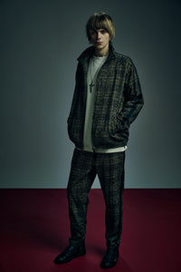 Loop Tweed Check Track Jacket - BROWN