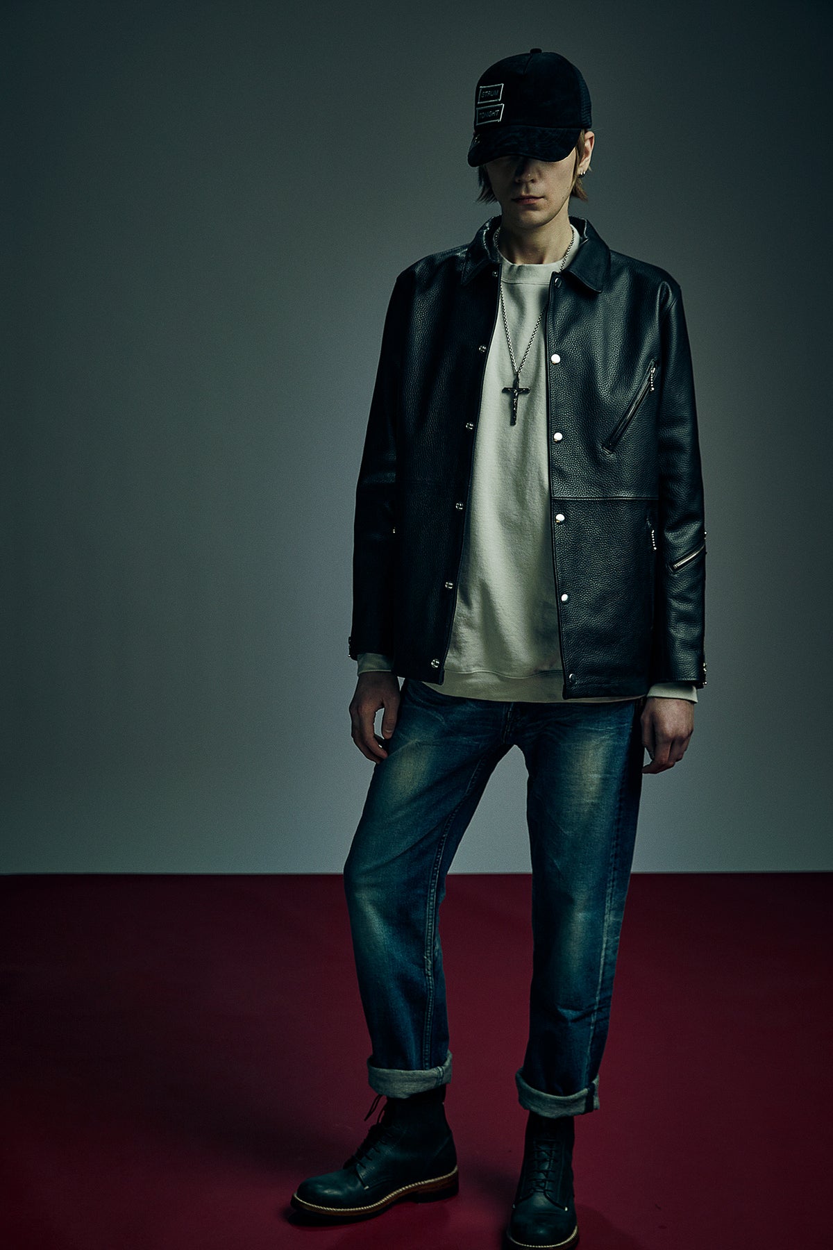 Chrome Tanned Emboss Shrank Steer hide B.STAR Coach Jacket - BLACK