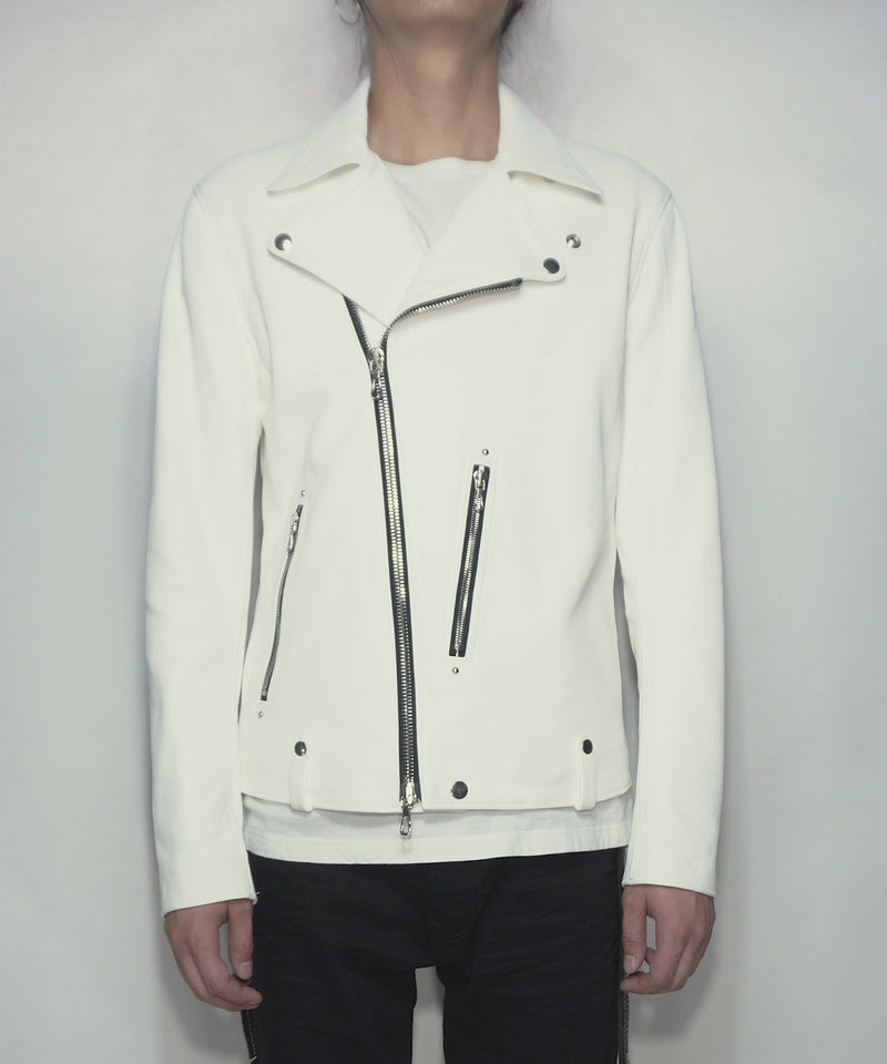 白鞣し ディアスキン HI-FLYER ダブルライダースジャケット - WHITE