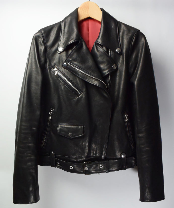 Lucinda スペイン エントレフィーノ ラム ダブルライダースジャケット - ブラック