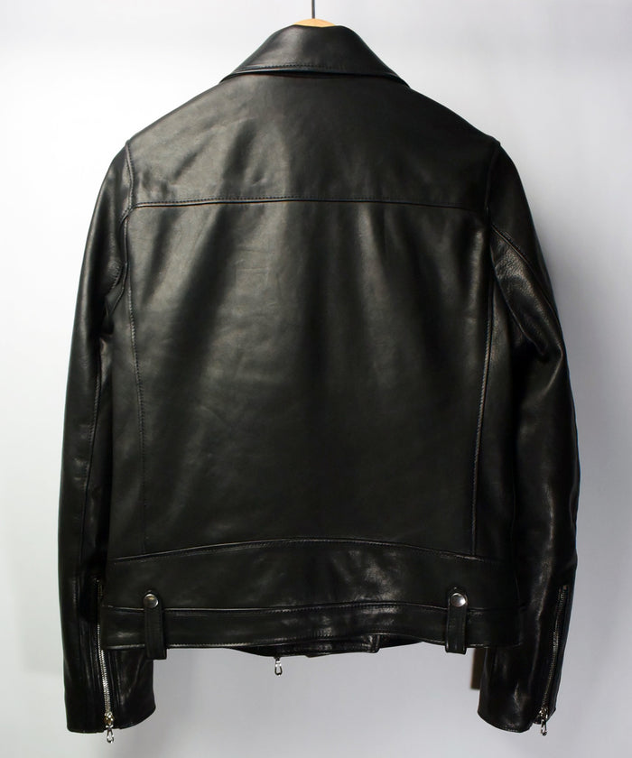 Lucinda スペイン エントレフィーノ ラム ダブルライダースジャケット - ブラック