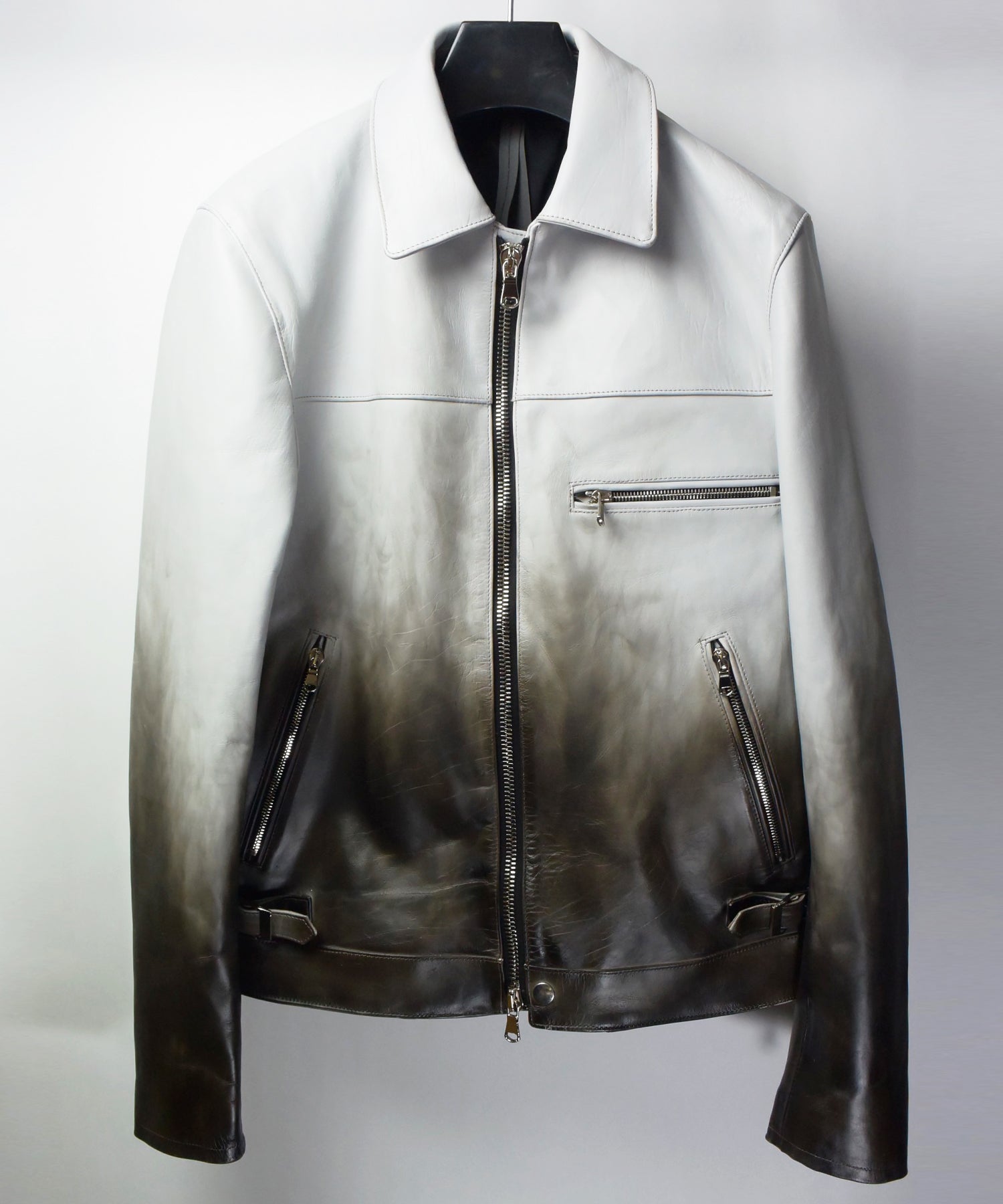 Load image into Gallery viewer, [BURN OUT] Domestic Vegetable Full Tanned Calf Skin  Titanium Dyed Single Riders Jacket