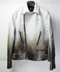[BURN OUT] Domestic Vegetable Full Tanned Calf Skin  Titanium Dyed Double Riders Jacket