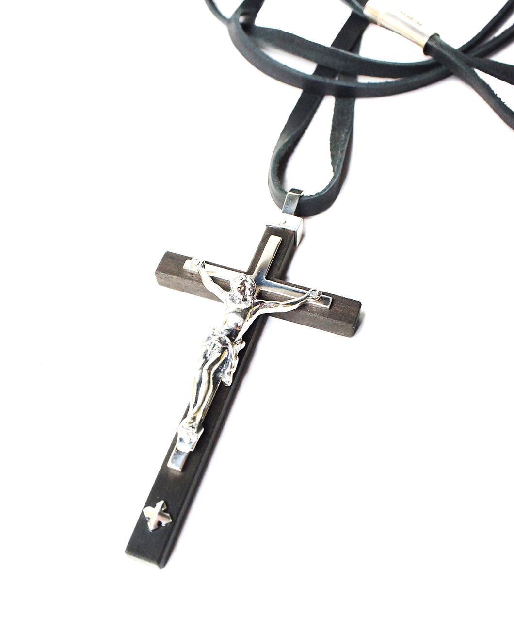 Cross Necklace (ebony x silver 925) Deerskin String