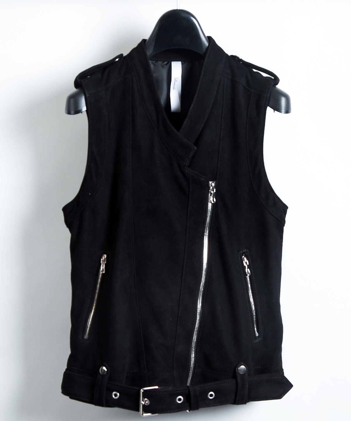 Lucinda Highland Lamb Silky Suede Vest / Black